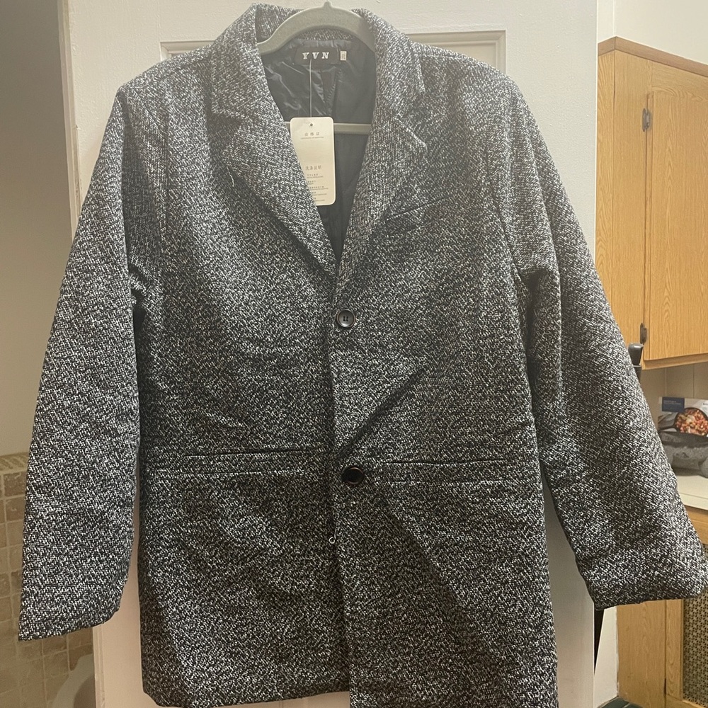 Gray textured peacoat (NEW, Size S)